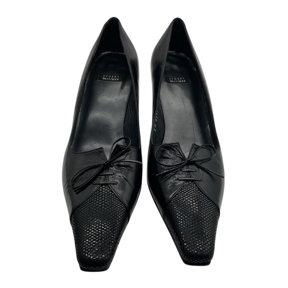Stuart Weitzman Shoes | Black Leather Lace Up‎ Kitten Heels Pumps size 8B - Picture 10 of 10